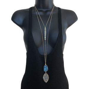 Curated bundle 2 long trendy chain necklaces layered look Lucky Brand and More